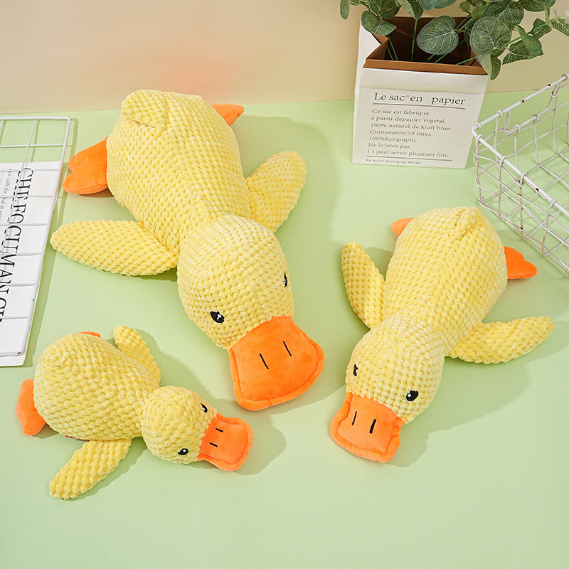 Dog Toy Plush Sleeping Little Yellow Duck Bite-resistant Molar Sound-making Toy Small And Medium-sized Dog Pet Tooth-relief Artifact
