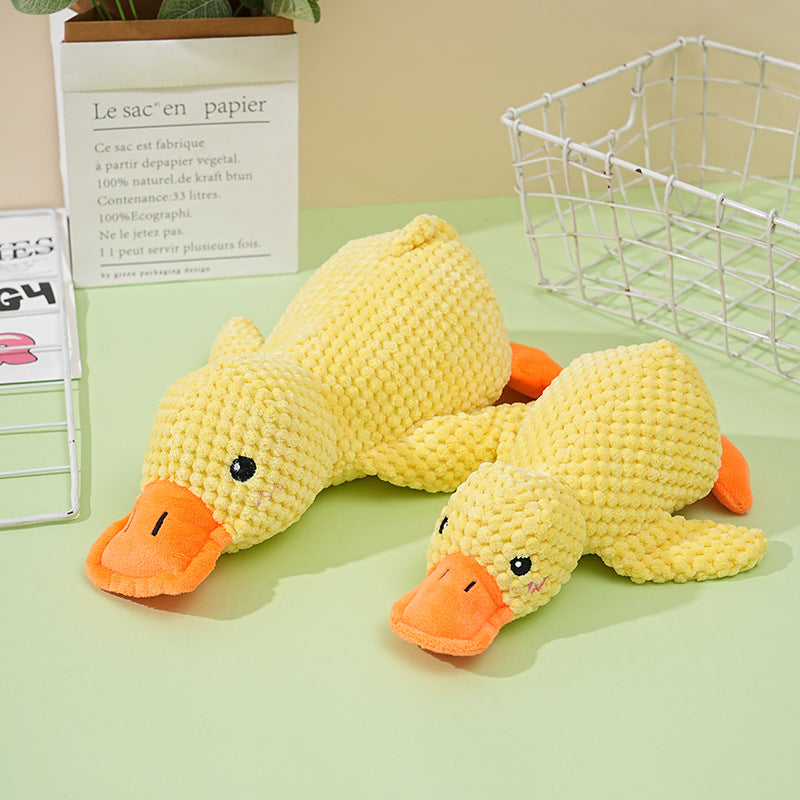 Dog Toy Plush Sleeping Little Yellow Duck Bite-resistant Molar Sound-making Toy Small And Medium-sized Dog Pet Tooth-relief Artifact