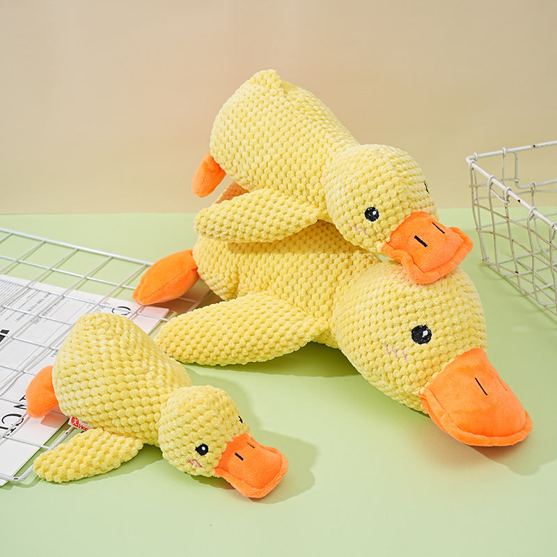 Dog Toy Plush Sleeping Little Yellow Duck Bite-resistant Molar Sound-making Toy Small And Medium-sized Dog Pet Tooth-relief Artifact