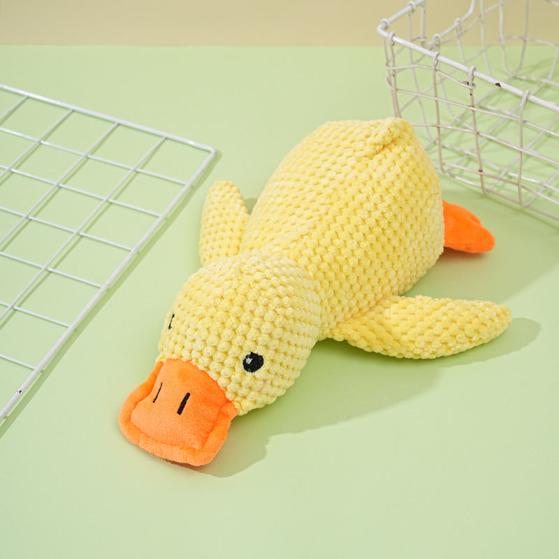 Dog Toy Plush Sleeping Little Yellow Duck Bite-resistant Molar Sound-making Toy Small And Medium-sized Dog Pet Tooth-relief Artifact